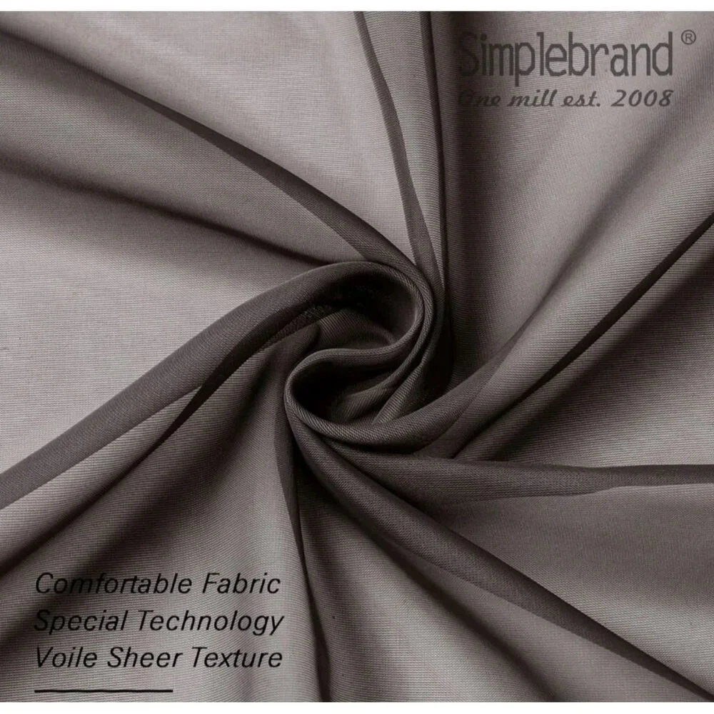 3 Simple Brand Jacquard‎ Sheer Curtains 40 x 84 Brown Chocolate Set of 3 New S2